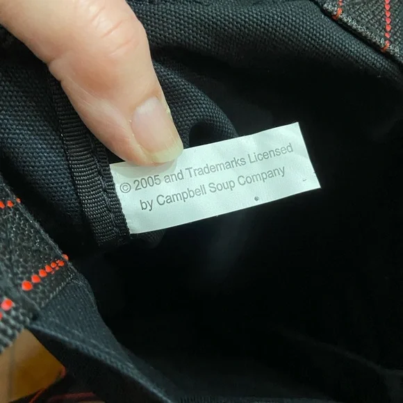 NWOT Vintage Campbell Soup Black Tote Bag with Decorative Can Motif - Picture 5 of 7